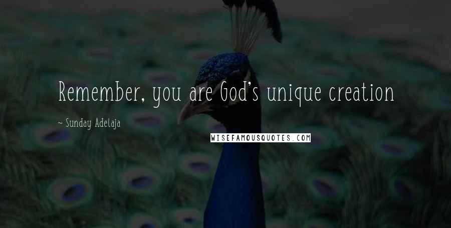 Sunday Adelaja Quotes: Remember, you are God's unique creation