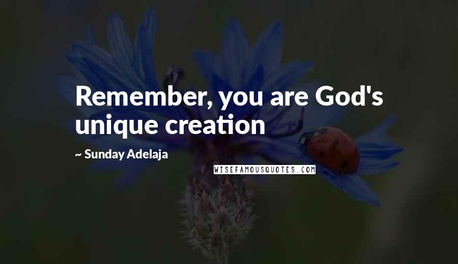 Sunday Adelaja Quotes: Remember, you are God's unique creation
