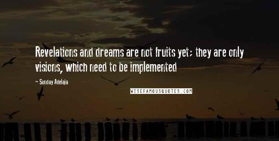 Sunday Adelaja Quotes: Revelations and dreams are not fruits yet; they are only visions, which need to be implemented