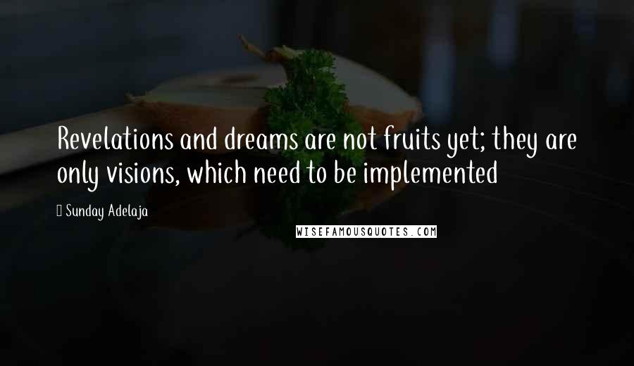 Sunday Adelaja Quotes: Revelations and dreams are not fruits yet; they are only visions, which need to be implemented