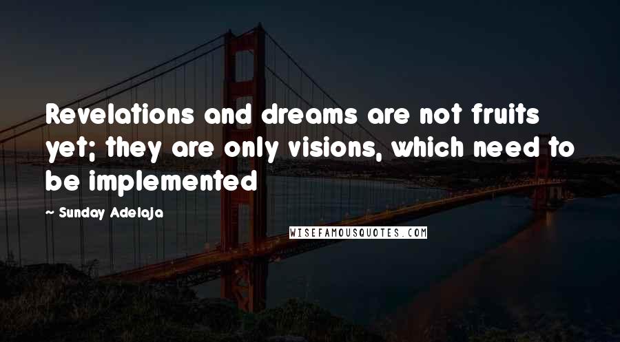 Sunday Adelaja Quotes: Revelations and dreams are not fruits yet; they are only visions, which need to be implemented