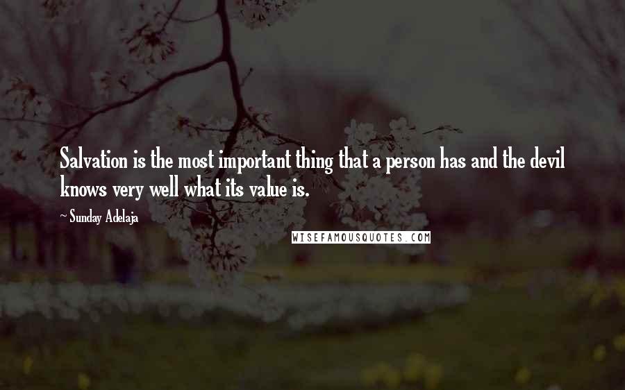 Sunday Adelaja Quotes: Salvation is the most important thing that a person has and the devil knows very well what its value is.