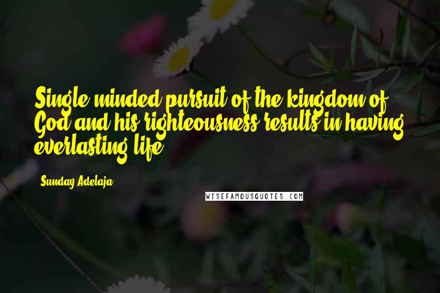 Sunday Adelaja Quotes: Single minded pursuit of the kingdom of God and his righteousness results in having everlasting life