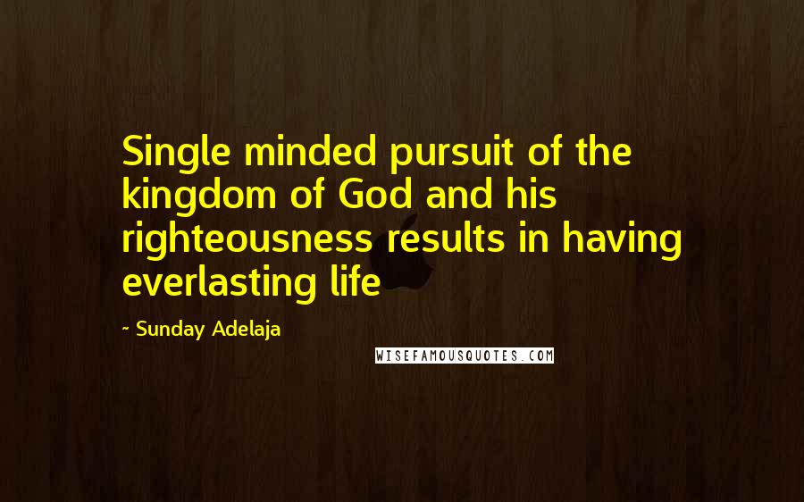 Sunday Adelaja Quotes: Single minded pursuit of the kingdom of God and his righteousness results in having everlasting life