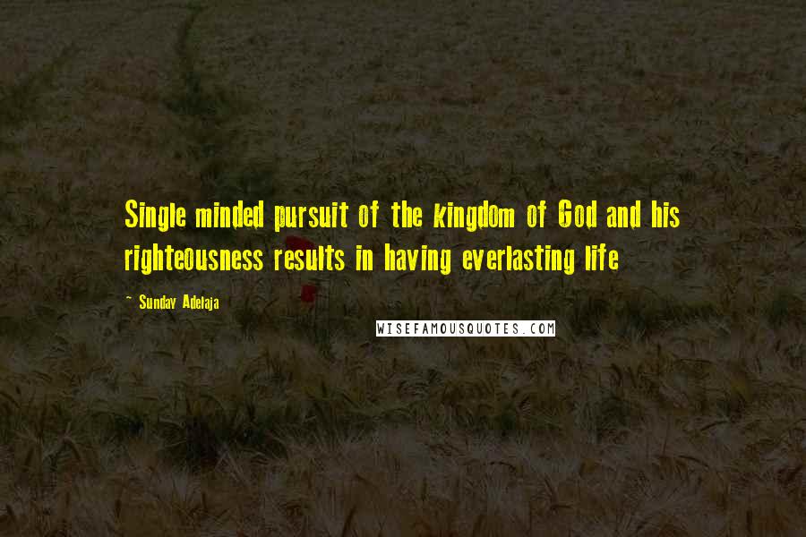 Sunday Adelaja Quotes: Single minded pursuit of the kingdom of God and his righteousness results in having everlasting life