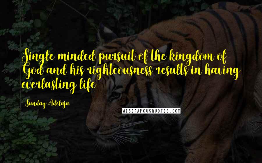 Sunday Adelaja Quotes: Single minded pursuit of the kingdom of God and his righteousness results in having everlasting life