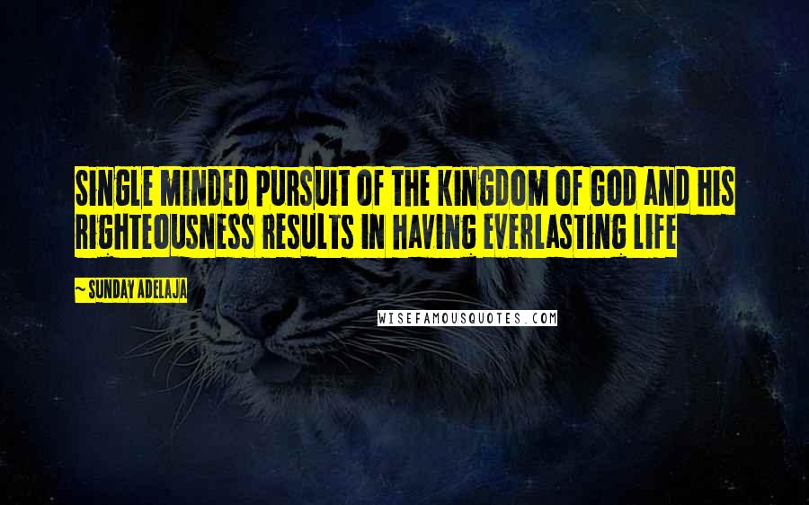 Sunday Adelaja Quotes: Single minded pursuit of the kingdom of God and his righteousness results in having everlasting life