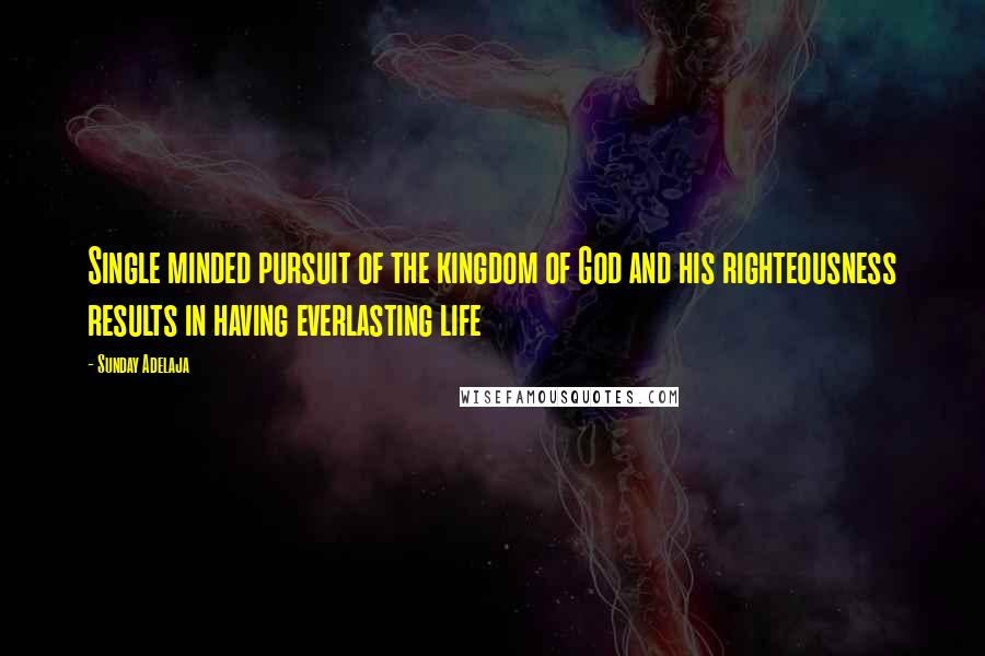 Sunday Adelaja Quotes: Single minded pursuit of the kingdom of God and his righteousness results in having everlasting life