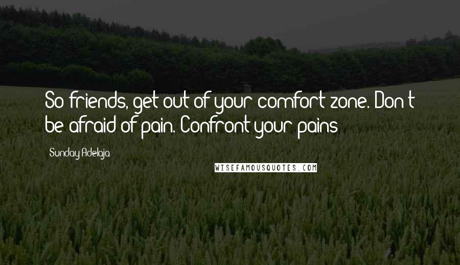 Sunday Adelaja Quotes: So friends, get out of your comfort zone. Don't be afraid of pain. Confront your pains