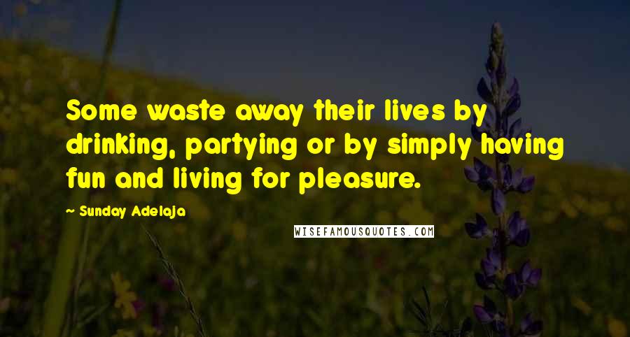 Sunday Adelaja Quotes: Some waste away their lives by drinking, partying or by simply having fun and living for pleasure.