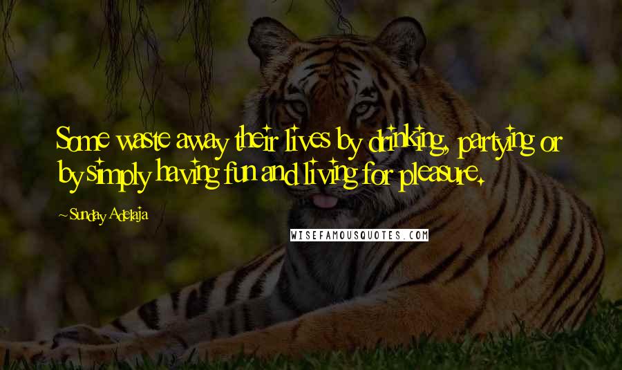 Sunday Adelaja Quotes: Some waste away their lives by drinking, partying or by simply having fun and living for pleasure.