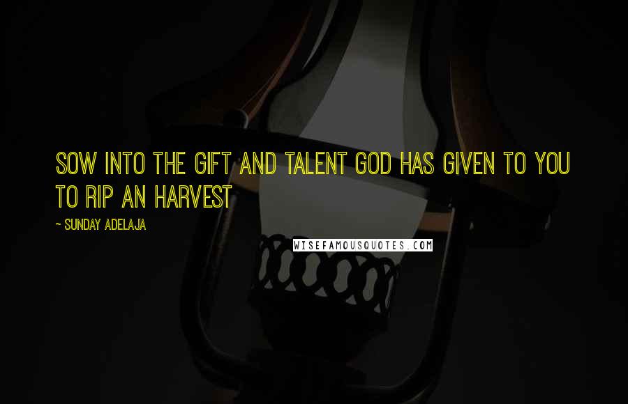 Sunday Adelaja Quotes: Sow into the gift and talent God has given to you to rip an harvest