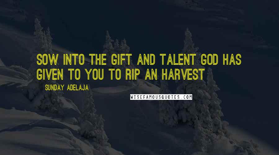 Sunday Adelaja Quotes: Sow into the gift and talent God has given to you to rip an harvest