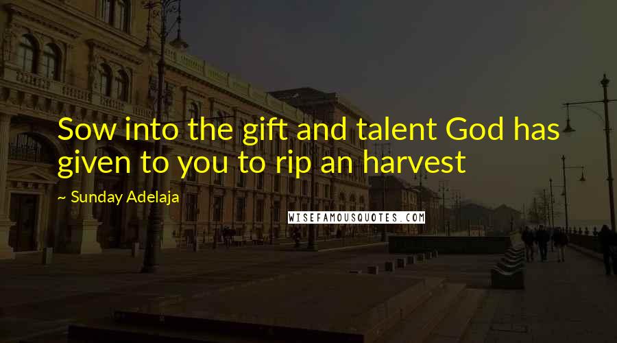 Sunday Adelaja Quotes: Sow into the gift and talent God has given to you to rip an harvest