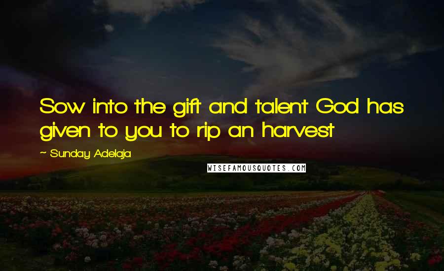 Sunday Adelaja Quotes: Sow into the gift and talent God has given to you to rip an harvest