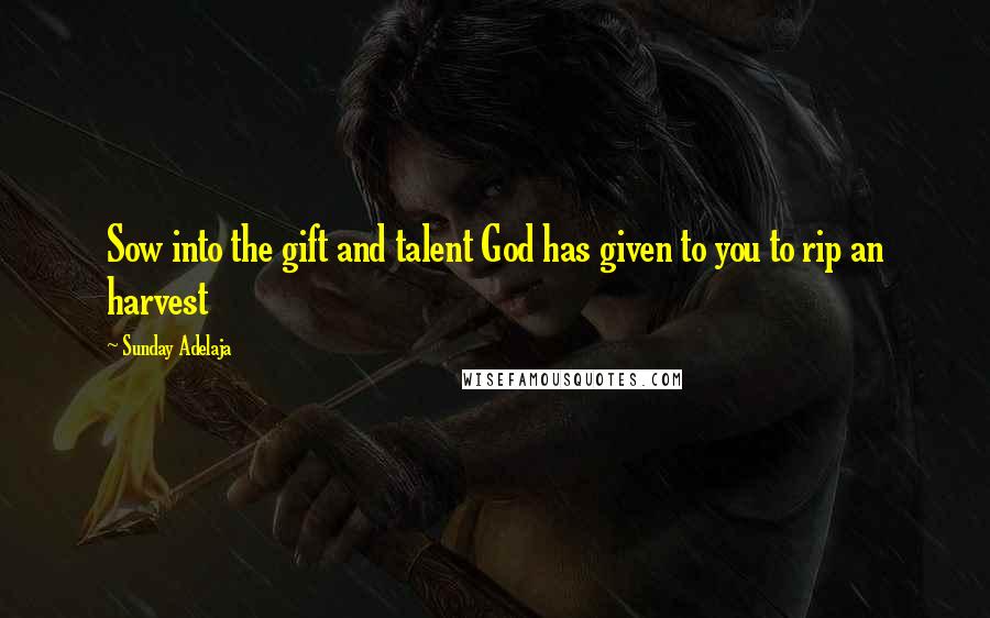 Sunday Adelaja Quotes: Sow into the gift and talent God has given to you to rip an harvest