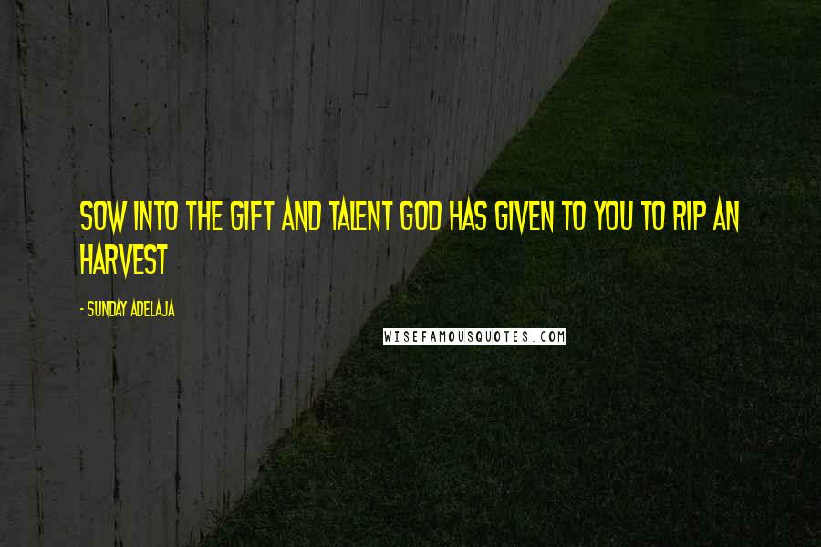 Sunday Adelaja Quotes: Sow into the gift and talent God has given to you to rip an harvest