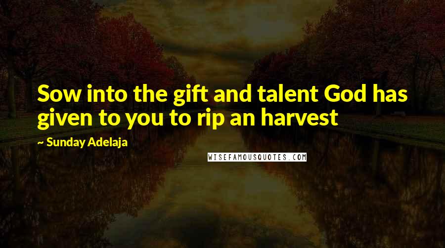 Sunday Adelaja Quotes: Sow into the gift and talent God has given to you to rip an harvest