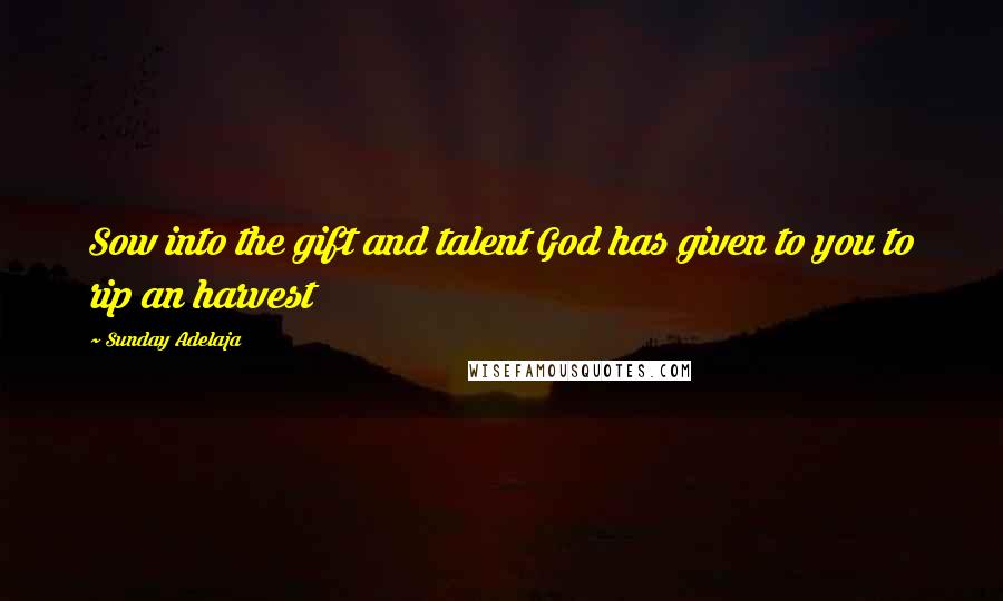 Sunday Adelaja Quotes: Sow into the gift and talent God has given to you to rip an harvest