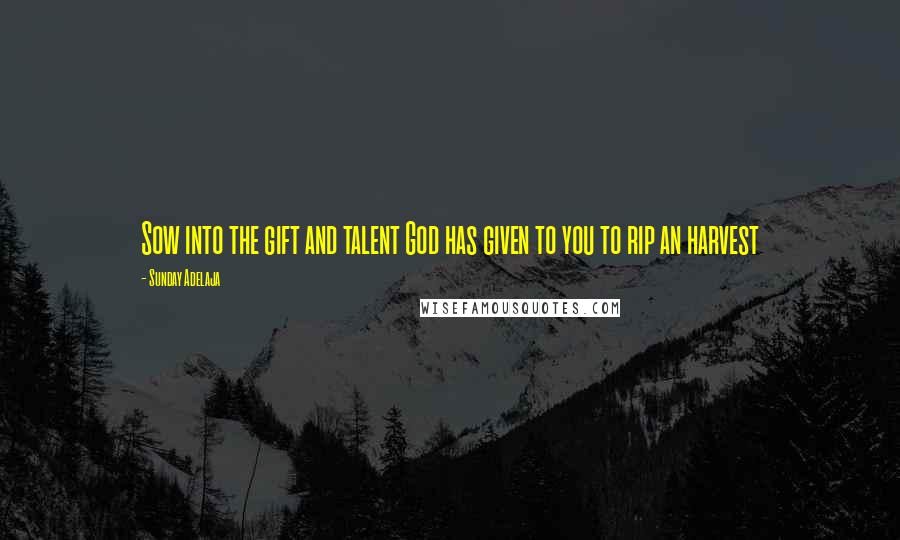 Sunday Adelaja Quotes: Sow into the gift and talent God has given to you to rip an harvest