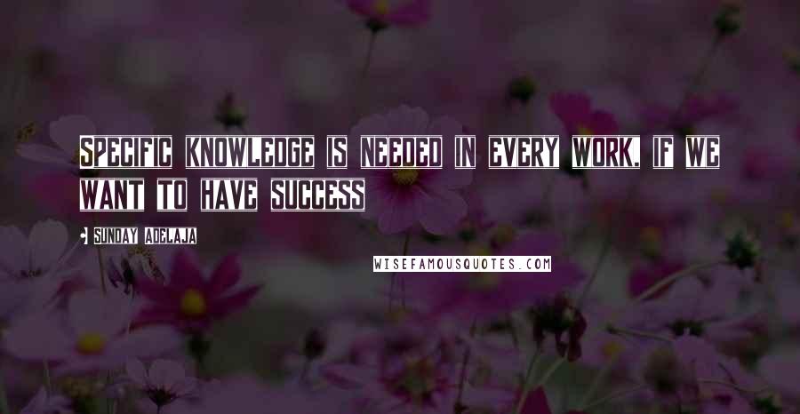 Sunday Adelaja Quotes: Specific knowledge is needed in every work, if we want to have success