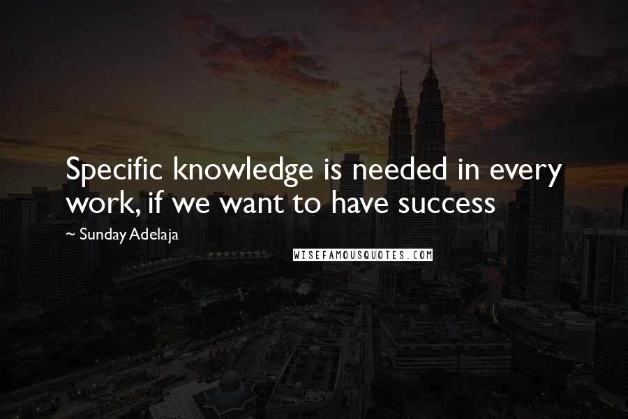 Sunday Adelaja Quotes: Specific knowledge is needed in every work, if we want to have success