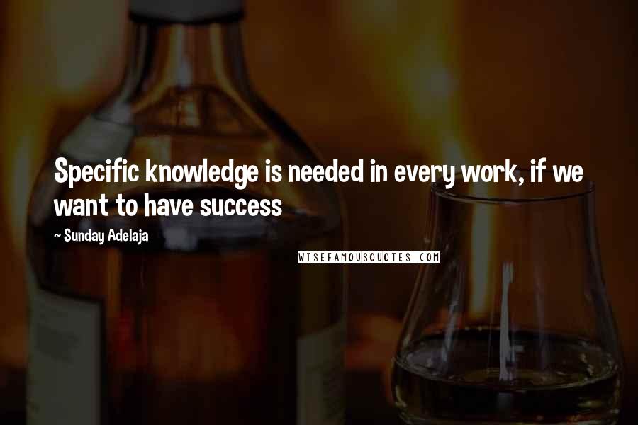 Sunday Adelaja Quotes: Specific knowledge is needed in every work, if we want to have success