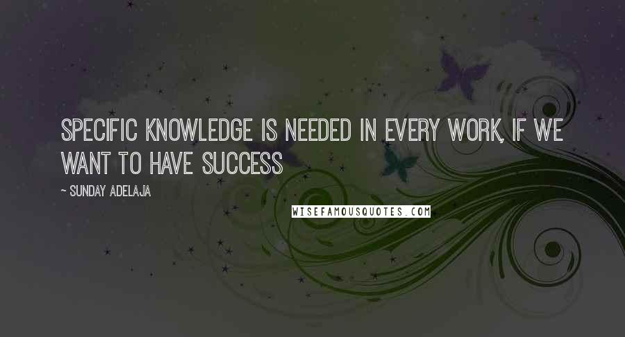 Sunday Adelaja Quotes: Specific knowledge is needed in every work, if we want to have success