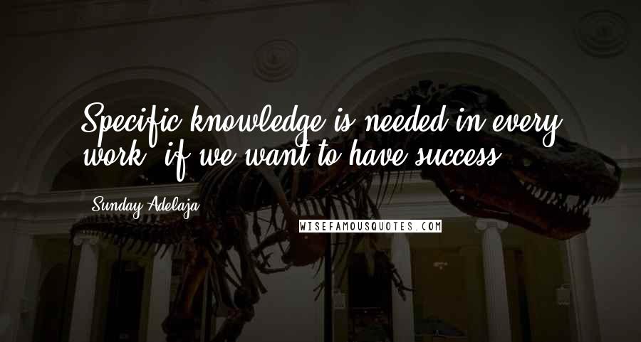 Sunday Adelaja Quotes: Specific knowledge is needed in every work, if we want to have success