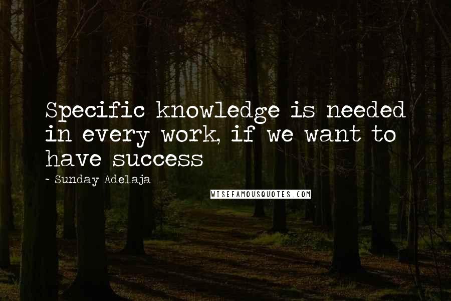 Sunday Adelaja Quotes: Specific knowledge is needed in every work, if we want to have success