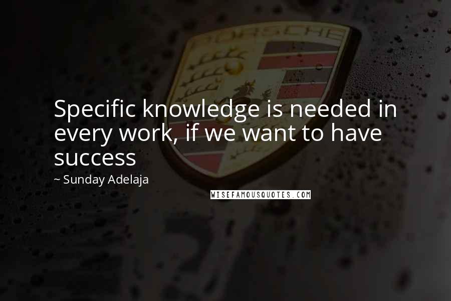 Sunday Adelaja Quotes: Specific knowledge is needed in every work, if we want to have success