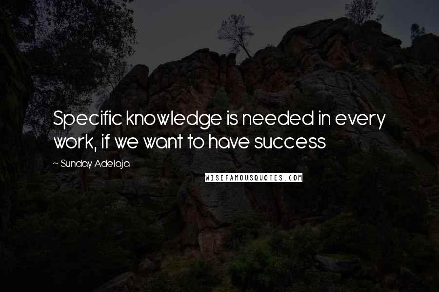 Sunday Adelaja Quotes: Specific knowledge is needed in every work, if we want to have success