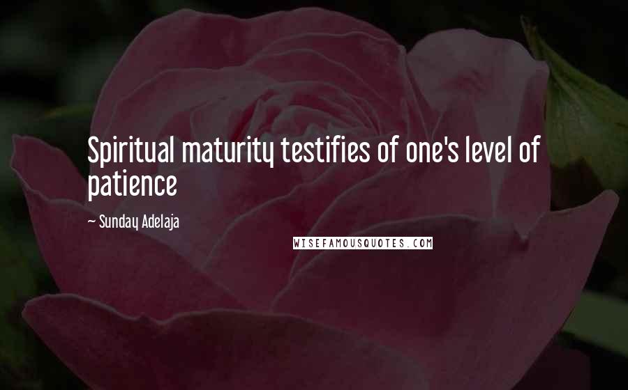 Sunday Adelaja Quotes: Spiritual maturity testifies of one's level of patience