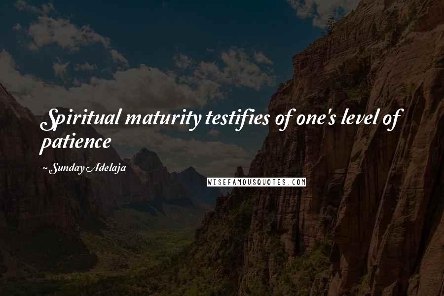 Sunday Adelaja Quotes: Spiritual maturity testifies of one's level of patience