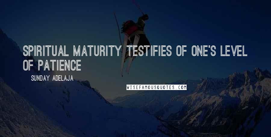 Sunday Adelaja Quotes: Spiritual maturity testifies of one's level of patience