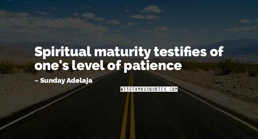 Sunday Adelaja Quotes: Spiritual maturity testifies of one's level of patience