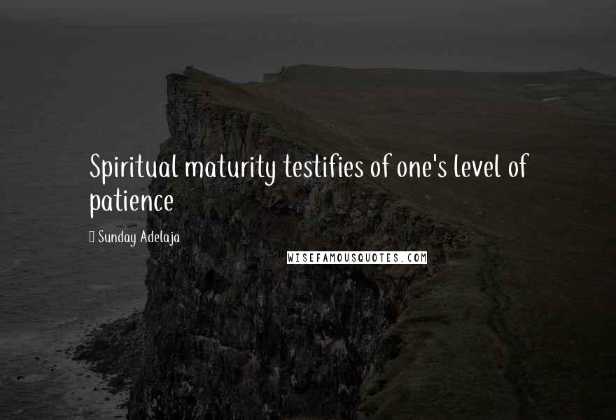 Sunday Adelaja Quotes: Spiritual maturity testifies of one's level of patience