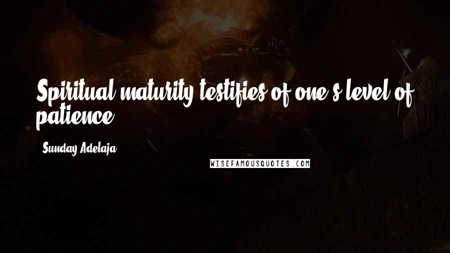 Sunday Adelaja Quotes: Spiritual maturity testifies of one's level of patience