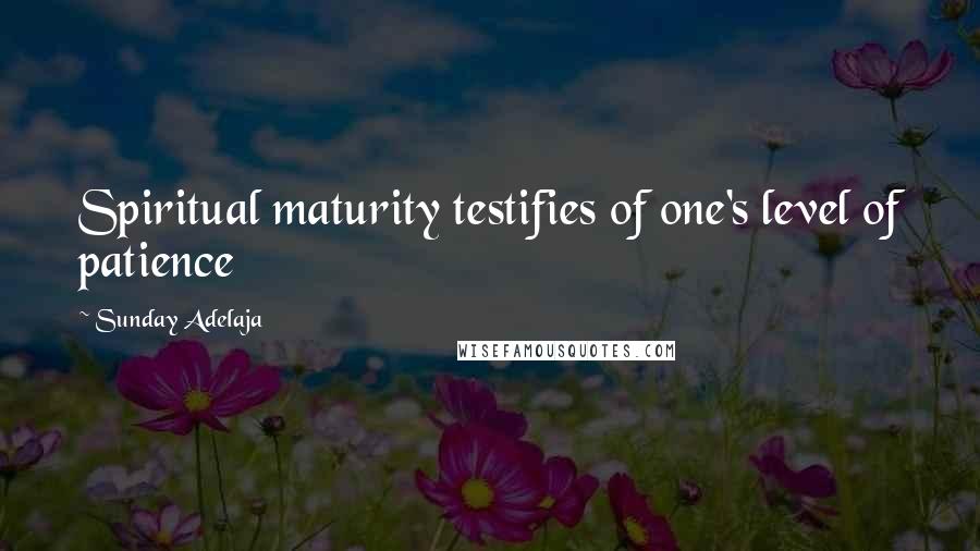 Sunday Adelaja Quotes: Spiritual maturity testifies of one's level of patience