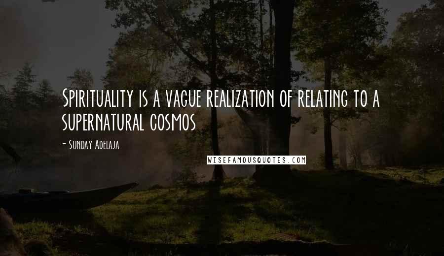 Sunday Adelaja Quotes: Spirituality is a vague realization of relating to a supernatural cosmos