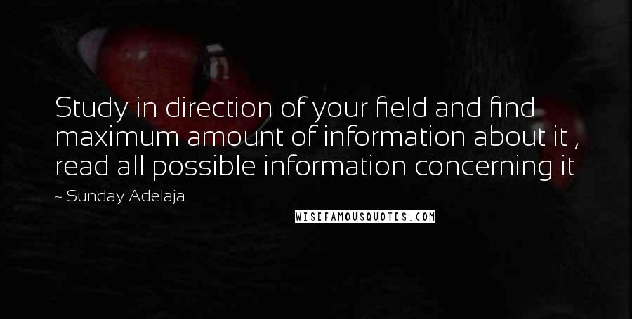 Sunday Adelaja Quotes: Study in direction of your field and find maximum amount of information about it , read all possible information concerning it