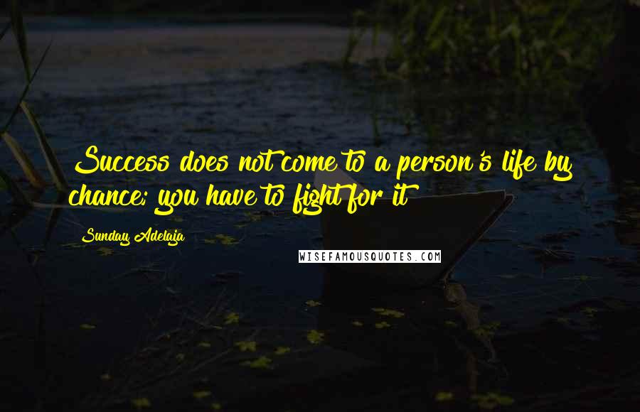 Sunday Adelaja Quotes: Success does not come to a person's life by chance; you have to fight for it