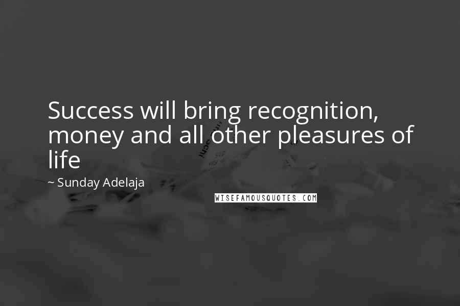 Sunday Adelaja Quotes: Success will bring recognition, money and all other pleasures of life