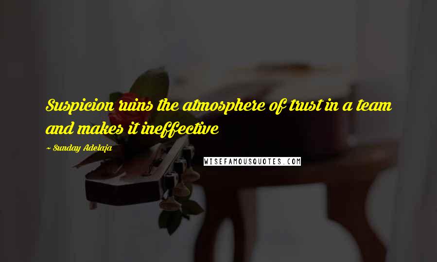 Sunday Adelaja Quotes: Suspicion ruins the atmosphere of trust in a team and makes it ineffective