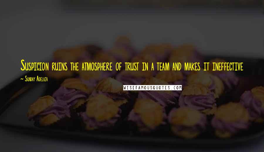 Sunday Adelaja Quotes: Suspicion ruins the atmosphere of trust in a team and makes it ineffective