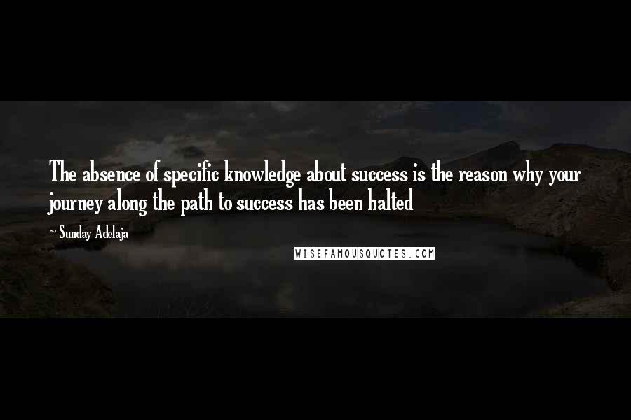 Sunday Adelaja Quotes: The absence of specific knowledge about success is the reason why your journey along the path to success has been halted