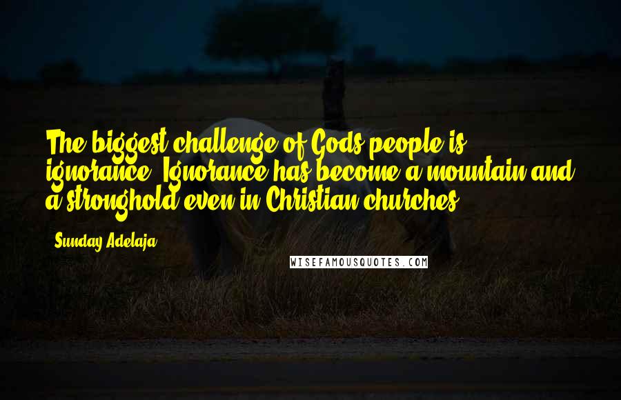 Sunday Adelaja Quotes: The biggest challenge of Gods people is ignorance. Ignorance has become a mountain and a stronghold even in Christian churches