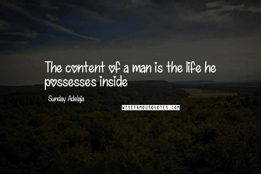 Sunday Adelaja Quotes: The content of a man is the life he possesses inside