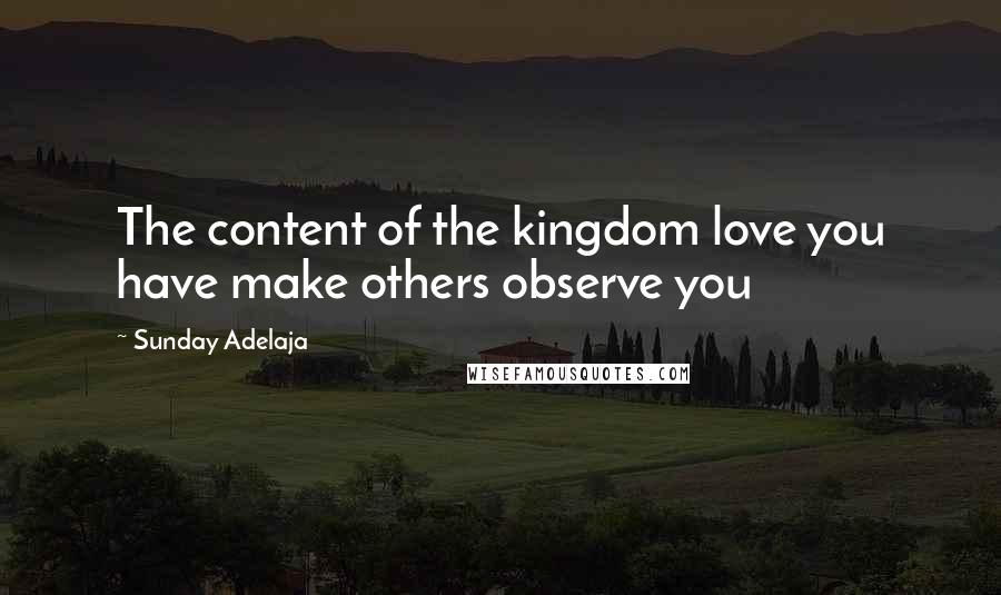 Sunday Adelaja Quotes: The content of the kingdom love you have make others observe you
