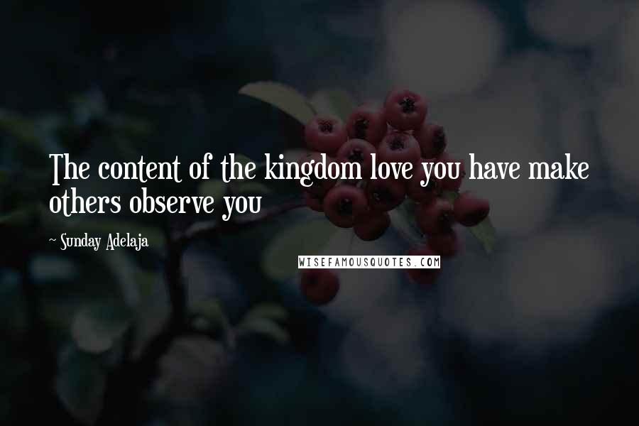 Sunday Adelaja Quotes: The content of the kingdom love you have make others observe you